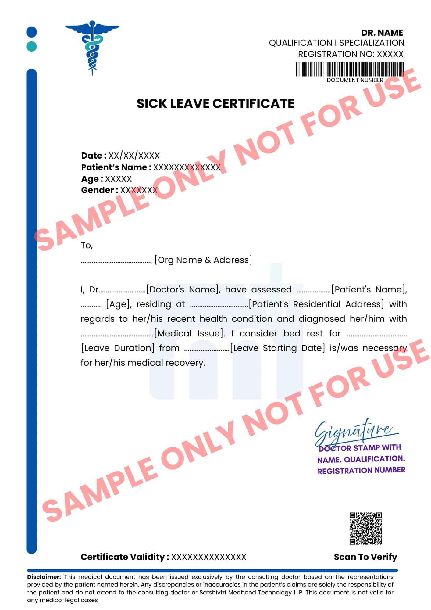 Sample of Sick Leave Certificate