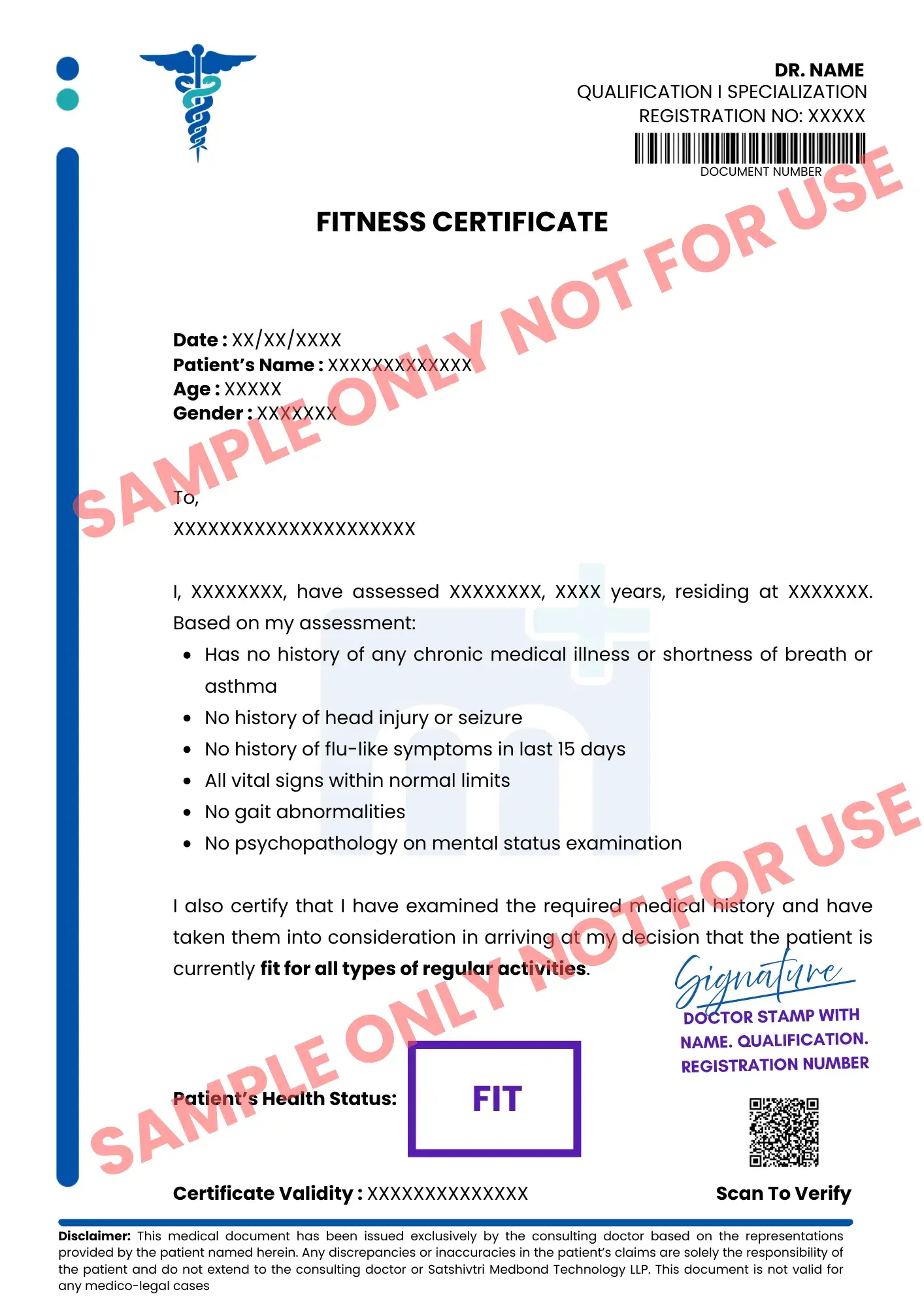 Sample of Fitness Certificate