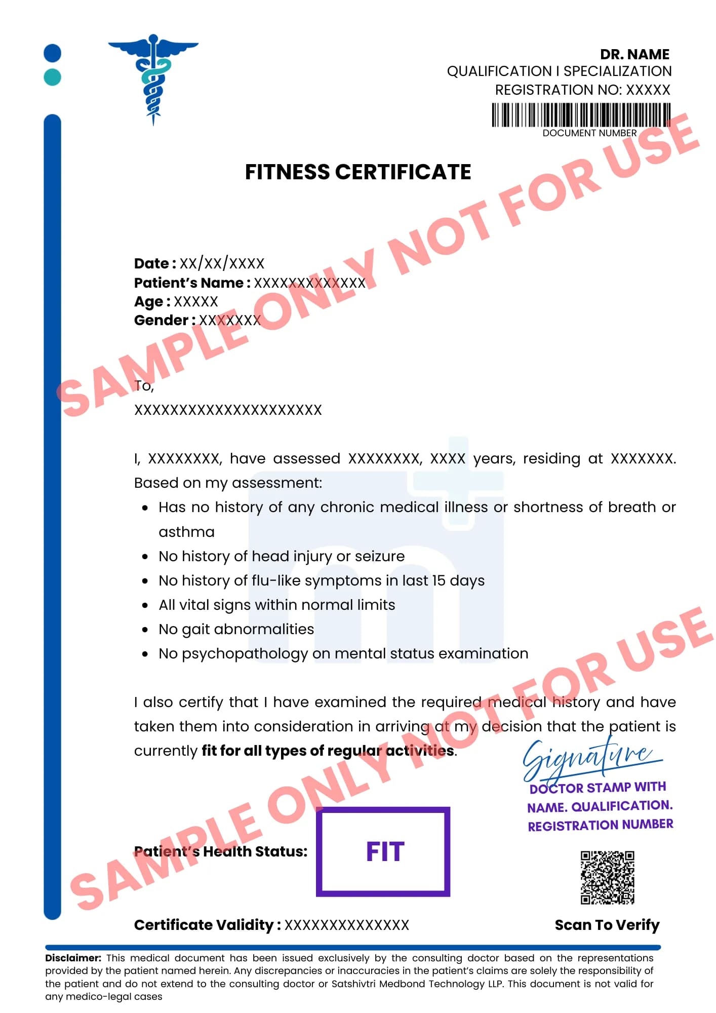Sample of Fitness Certificate