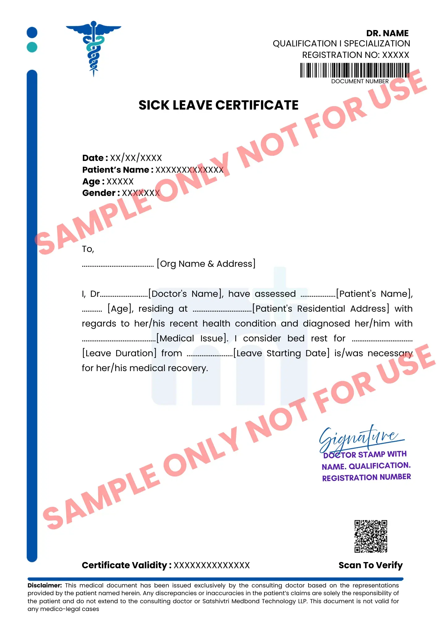 Sample of Sick Leave Certificate